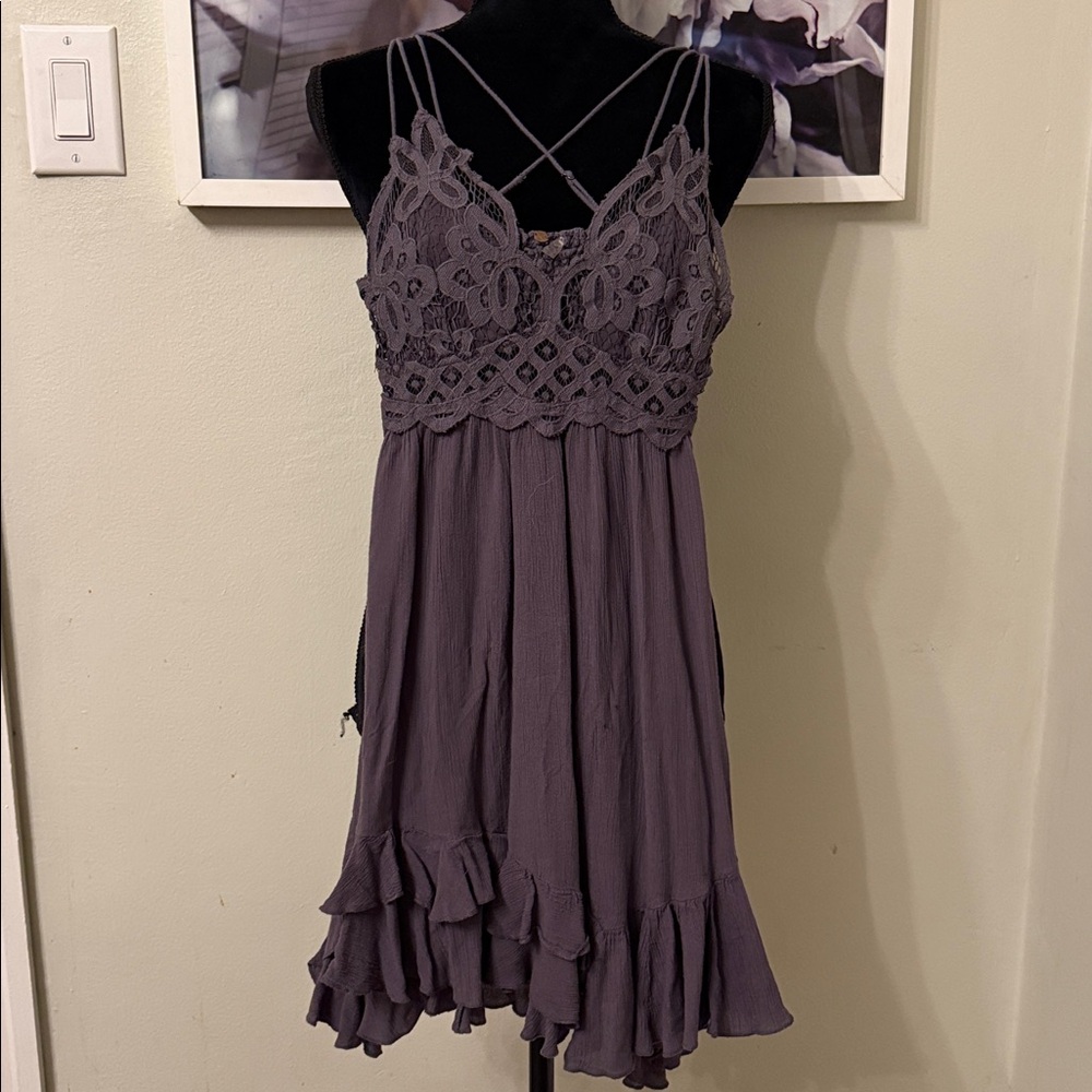 Free People Lace Trim Purple Dress